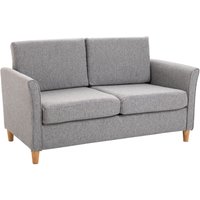 2-Sitzer Sofa Stoffsofa Doppelsofa abnehmbar mit Kissen 200 kg-Belastbarkeit Leinen Schaumstoff Hell von HOMCOM