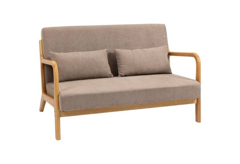 HOMCOM 2-Sitzer Sofa Zweisitzer mit Kissen, Doppelsofa mit Samtoptik, Loveseat von HOMCOM