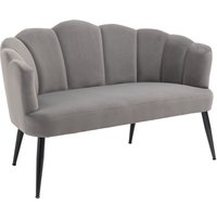 HOMCOM Sofa 2 Sitzer 132 cm Couch mit Armlehne, Muschelartige Rückenlehne, kleines Polstersofa Modernes Doppelsofa mit Samtoptik, Metallbeine für Wohnzimmer, Schlafzimmer Grau   Aosom von HOMCOM