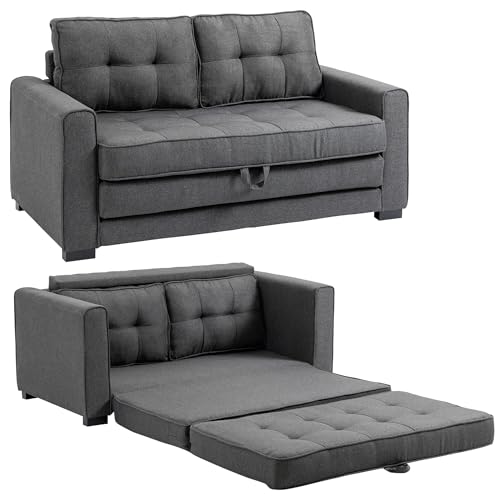 HOMCOM 2-Sitzer-Sofa - gepolsterte Rückenlehne - 147,5 x 75 x 85 cm - grau von HOMCOM