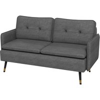 HOMCOM 2-Sitzer-Sofa im skandinavischen Design mit Leinenoptik in Dunkelgrau mit Paspeln 139 x 68 x 80 cm   Aosom von HOMCOM