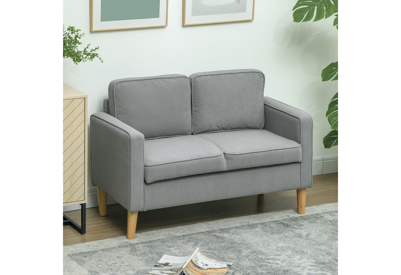 HOMCOM 2-Sitzer Sofa klein Couch mit Armlehne, Stauraum, Loungesofa 1 Teile, für Wohnzimmer, Schlafzimmer, 117 x 63 x 79 cm, Hellgrau HOMCOM 2-Sitzer Sofa klein Couch mit Armlehne, Stauraum, Loungesofa 1 Teile, für Wohnzimmer, Schlafzimmer, 117 x 63 x 79 cm, Hellgrau von HOMCOM