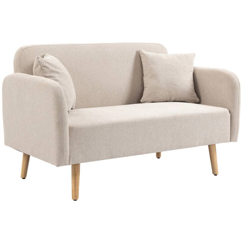 HOMCOM 2 Sitzer Sofa mit 2 Wurfkissen Samtopik Armlehne 130 x 70 x 80 cm von HOMCOM