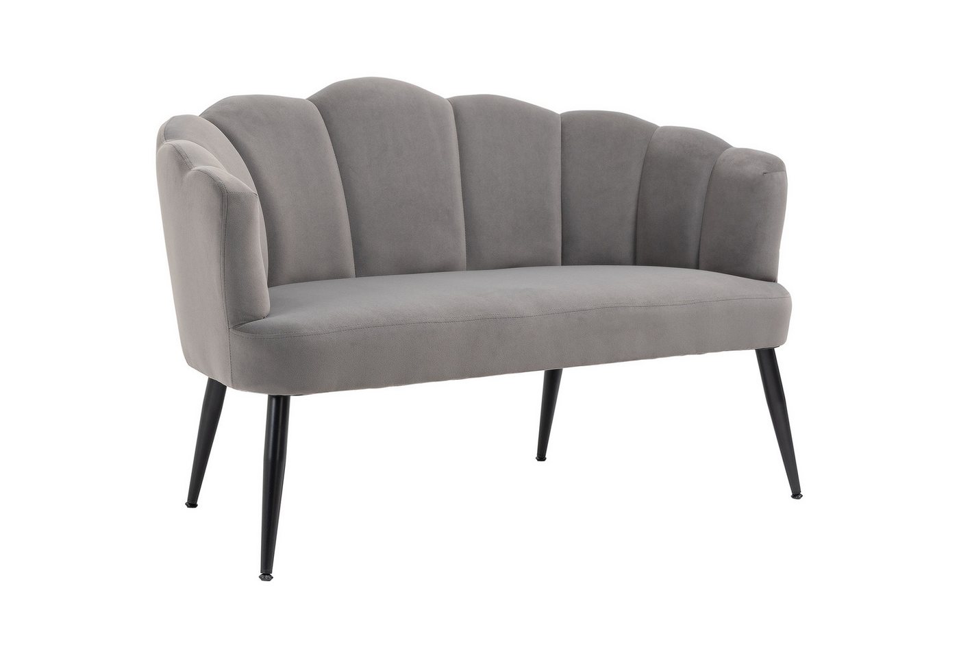 HOMCOM 2-Sitzer Sofa mit Armlehne, Muschelartige Rückenlehne, Metallbeine, 132 cm Couch 1 Teile, für Wohnzimmer, Schlafzimmer Grau HOMCOM 2-Sitzer Sofa mit Armlehne, Muschelartige Rückenlehne, Metallbeine, 132 cm Couch 1 Teile, für Wohnzimmer, Schlafzimmer Grau von HOMCOM