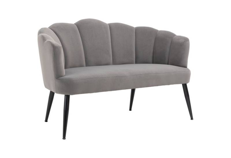 HOMCOM 2-Sitzer Sofa mit Armlehne, Muschelartige Rückenlehne, Metallbeine, 132 cm Couch 1 Teile, für Wohnzimmer, Schlafzimmer Grau von HOMCOM