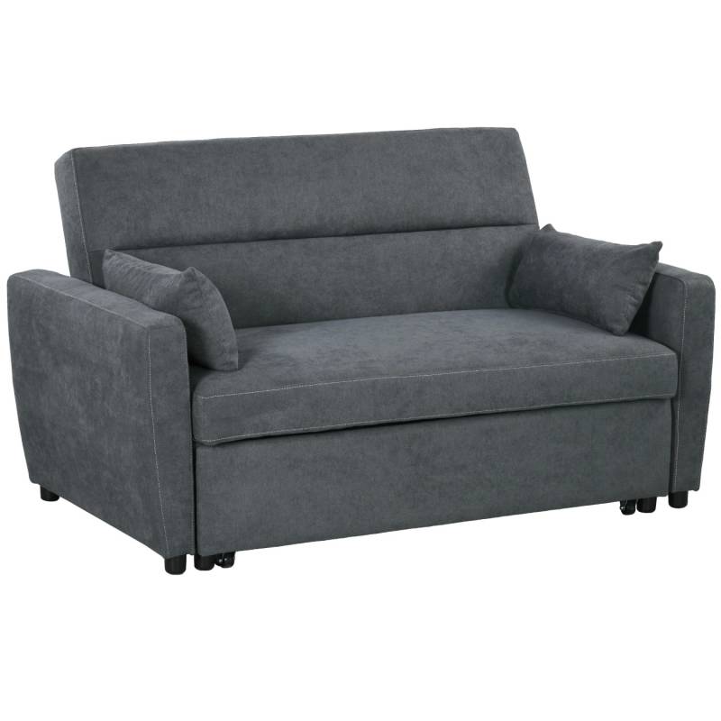 HOMCOM 2-Sitzer Sofa mit Bettfunktion Wurfkissen von HOMCOM