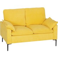 HOMCOM 2-Sitzer-Sofa mit abnehmbarem Kissen und Bezug aus Frotteestoff, modernes platzsparendes Sofa mit Armlehnen und Metallbeinen für Wohnzimmer, Lounge und Schlafzimmer, 130x77x84 cm, Gelb Aosom HOMCOM 2-Sitzer-Sofa mit abnehmbarem Kissen und Bezug aus Frotteestoff, modernes platzsparendes Sofa mit Armlehnen und Metallbeinen für Wohnzimmer, Lounge und Schlafzimmer, 130x77x84 cm, Gelb Aosom von HOMCOM