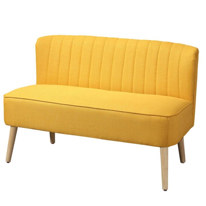 HOMCOM 2-Sitzer Stoffsofa Holz Schaumstoff 117 x 56,5 x 77 cm von HOMCOM