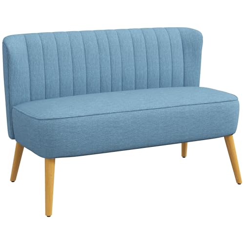 HOMCOM 2-Sitzer Stoffsofa Polstersofa Doppelsofa Retro-Look Sitzmöbel Loungesofa Holzrahmen Blau 117 x 56,5 x 77 cm HOMCOM 2-Sitzer Stoffsofa Polstersofa Doppelsofa Retro-Look Sitzmöbel Loungesofa Holzrahmen Blau 117 x 56,5 x 77 cm von HOMCOM