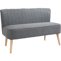 HOMCOM 2-Sitzer Stoffsofa Polstersofa Doppelsofa Retro-Look Sitzmöbel Loungesofa Holzrahmen Hellgrau 117 x 56,5 x 77 cm von HOMCOM