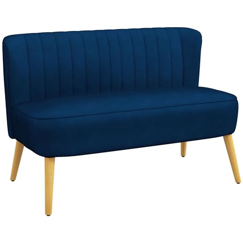 HOMCOM 2-Sitzer Stoffsofa Polstersofa Doppelsofa Sitzmöbel Loungesofa Holz Samtartiges Polyster Schaumstoff Blau 117 x 56,5 x 77 cm HOMCOM 2-Sitzer Stoffsofa Polstersofa Doppelsofa Sitzmöbel Loungesofa Holz Samtartiges Polyster Schaumstoff Blau 117 x 56,5 x 77 cm von HOMCOM
