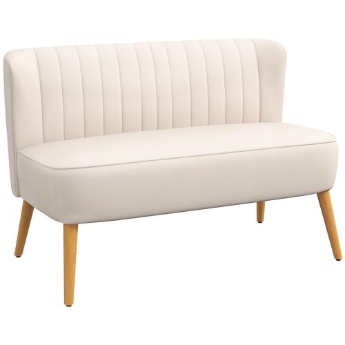 HOMCOM 2-Sitzer Stoffsofa Polstersofa Doppelsofa Sitzmöbel Loungesofa Holz Samtartiges Polyster Schaumstoff Cremeweiß 117 x 56,5 x 77 cm HOMCOM 2-Sitzer Stoffsofa Polstersofa Doppelsofa Sitzmöbel Loungesofa Holz Samtartiges Polyster Schaumstoff Cremeweiß 117 x 56,5 x 77 cm von HOMCOM