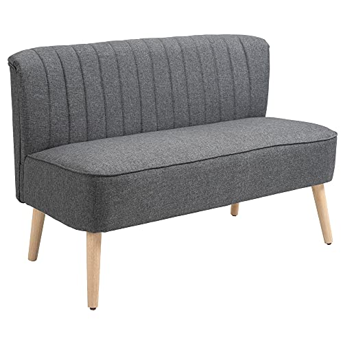 HOMCOM 2-Sitzer Stoffsofa Polstersofa Doppelsofa Retro-Look Sitzmöbel Loungesofa Holzrahmen Dunkelgrau 117 x 56,5 x 77 cm HOMCOM 2-Sitzer Stoffsofa Polstersofa Doppelsofa Retro-Look Sitzmöbel Loungesofa Holzrahmen Dunkelgrau 117 x 56,5 x 77 cm von HOMCOM