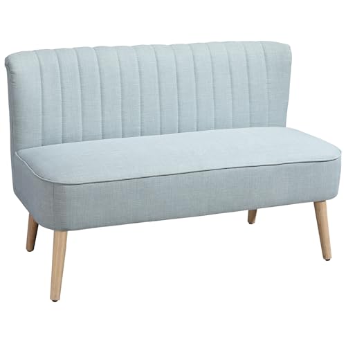 HOMCOM 2-Sitzer Stoffsofa Polstersofa Doppelsofa Retro-Look Sitzmöbel Loungesofa Holzrahmen Hellgrün 117 x 56,5 x 77 cm HOMCOM 2-Sitzer Stoffsofa Polstersofa Doppelsofa Retro-Look Sitzmöbel Loungesofa Holzrahmen Hellgrün 117 x 56,5 x 77 cm von HOMCOM