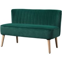 HOMCOM 2-Sitzer Stoffsofa Polstersofa Doppelsofa Sitzmöbel Loungesofa Holz Samtartiges Polyster Schaumstoff Dunkelgrün 117 x 56,5 x 77 cm von HOMCOM