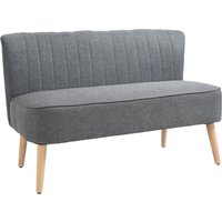 HOMCOM 2-Sitzer Stoffsofa Polstersofa Sitzmöbel Loungesofa Holz Schaumstoff Hellgrau 117 x 56,5 x 77 cm von HOMCOM