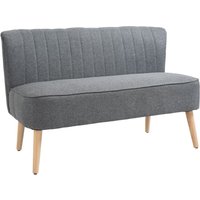 HOMCOM 2-Sitzer Stoffsofa Polstersofa Sitzmöbel Loungesofa Holz Schaumstoff Hellgrau 117 x 56,5 x 77 von HOMCOM