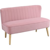 HOMCOM 2-Sitzer Stoffsofa  Polstersofa Doppelsofa, Sitzmöbel, Loungesofa, Holz, Schaumstoff, Samtartiges Polyester, Rosa, 117 x 56,5 x 77 cm  Aosom.de von HOMCOM