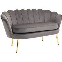 2-Sitzer Stoffsofa Zweisitzer Loungesofa Samt Polyester Grau 133 x 63 x 75 cm von HOMCOM