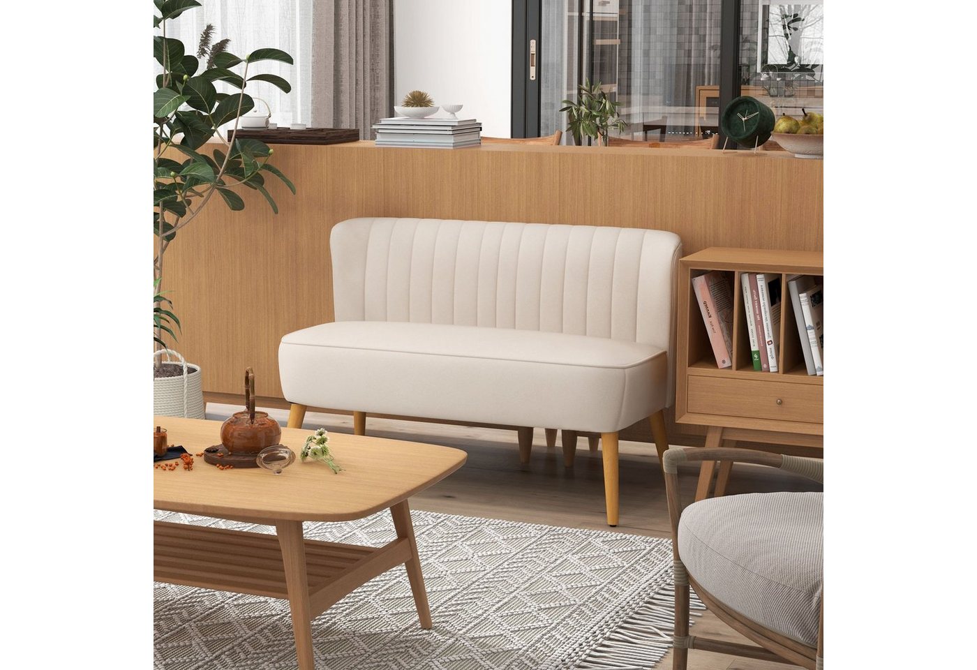 HOMCOM 2-Sitzer Zweisitzer, Loveseat mit Leinenoptik, Doppelsofa mit Holzbeine, Polstersofa 1 Teile, für Wohnzimmer, Cremeweiß HOMCOM 2-Sitzer Zweisitzer, Loveseat mit Leinenoptik, Doppelsofa mit Holzbeine, Polstersofa 1 Teile, für Wohnzimmer, Cremeweiß von HOMCOM