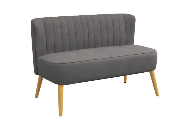 HOMCOM 2-Sitzer Zweisitzer, Loveseat mit Leinenoptik, Doppelsofa mit Holzbeine, Polstersofa 1 Teile, für Wohnzimmer, Dunkelgrau von HOMCOM