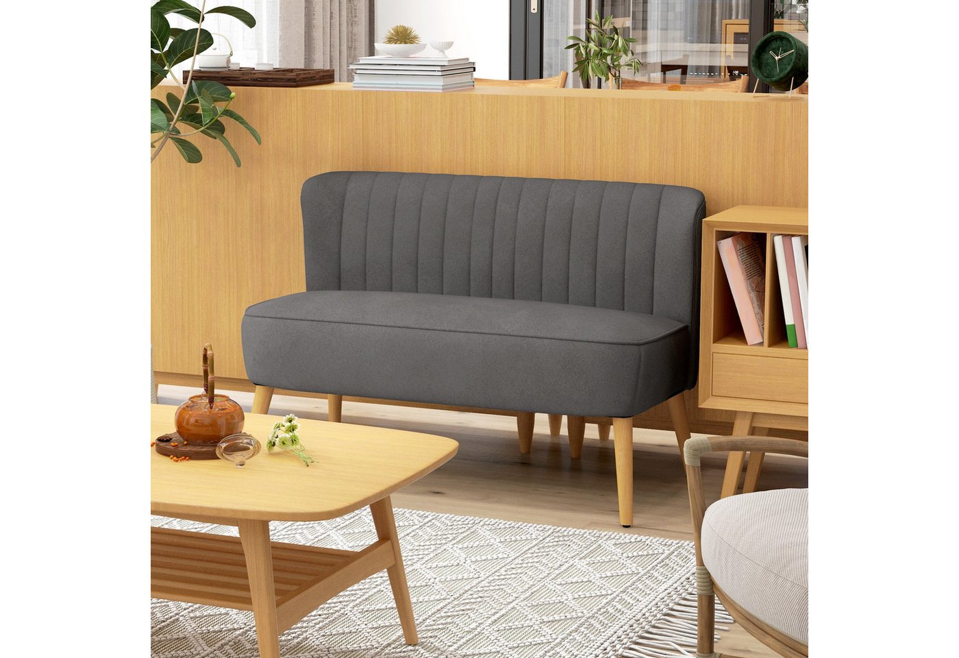 HOMCOM 2-Sitzer Zweisitzer, Loveseat mit Leinenoptik, Doppelsofa mit Holzbeine, Polstersofa 1 Teile, für Wohnzimmer, Dunkelgrau HOMCOM 2-Sitzer Zweisitzer, Loveseat mit Leinenoptik, Doppelsofa mit Holzbeine, Polstersofa 1 Teile, für Wohnzimmer, Dunkelgrau von HOMCOM