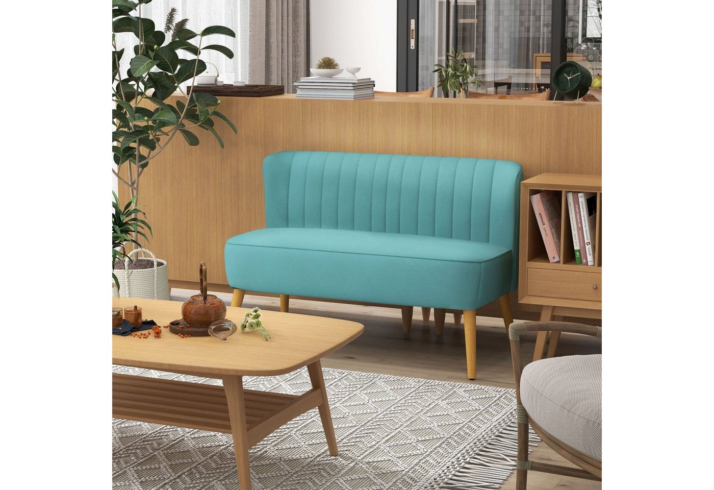 HOMCOM 2-Sitzer Zweisitzer, Loveseat mit Leinenoptik, Doppelsofa mit Holzbeine, Set 1 Teile, Doppelsofa, Grün, 117 x 56,5 x 77 cm HOMCOM 2-Sitzer Zweisitzer, Loveseat mit Leinenoptik, Doppelsofa mit Holzbeine, Set 1 Teile, Doppelsofa, Grün, 117 x 56,5 x 77 cm von HOMCOM