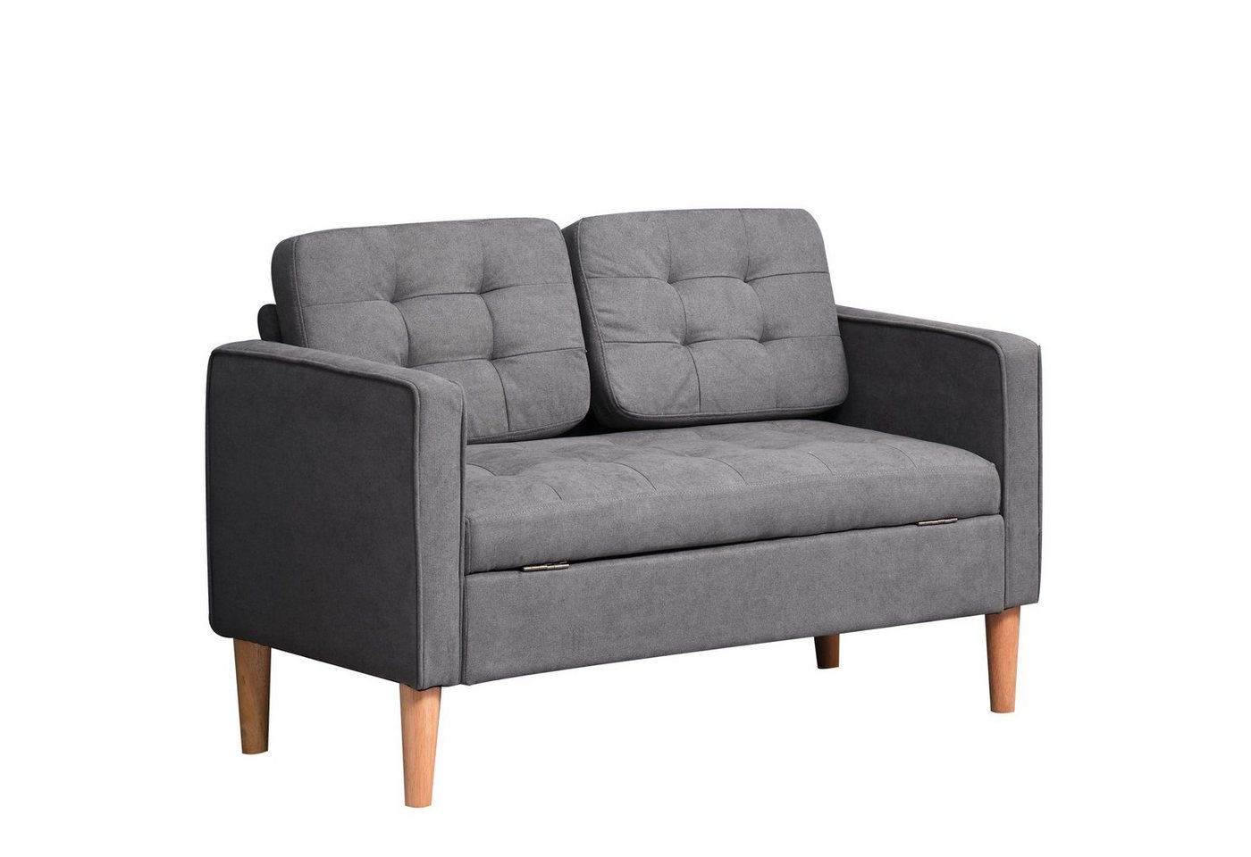 HOMCOM 2-Sitzer abnehmbarer Doppelsofa mit Kissen, Zweisitzer Sessel 1 Teile, Baumwoll Grau 117 x 62 x 78 cm HOMCOM 2-Sitzer abnehmbarer Doppelsofa mit Kissen, Zweisitzer Sessel 1 Teile, Baumwoll Grau 117 x 62 x 78 cm von HOMCOM