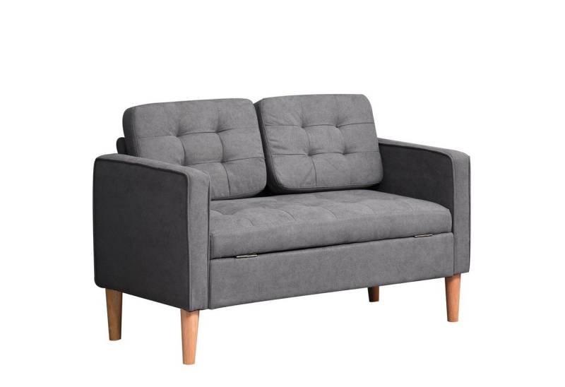 HOMCOM 2-Sitzer abnehmbarer Doppelsofa mit Kissen, Zweisitzer Sessel 1 Teile, Baumwoll Grau 117 x 62 x 78 cm von HOMCOM