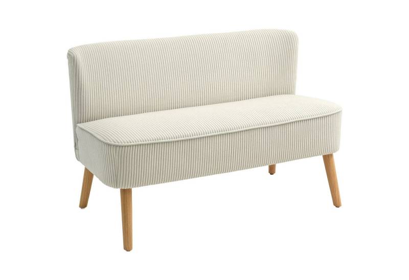 HOMCOM 2-Sitzer modern Couch ohne Armlehne Gepolstert Polstersofa mit Cord-Optik, Doppelsofa 1 Teile, für Wohnzimmer, 117 x 56,5 x 77 cm, Cremeweiß von HOMCOM