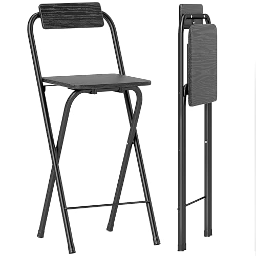 HOMCOM 2 Stück Barhocker, klappbar, Barstuhl, Küchenhochstuhl mit Rückenlehne und Fußstütze, Stahlrahmen, 87 cm hoch, Schwarz HOMCOM 2 Stück Barhocker, klappbar, Barstuhl, Küchenhochstuhl mit Rückenlehne und Fußstütze, Stahlrahmen, 87 cm hoch, Schwarz von HOMCOM