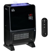 2 in 1 Heizlüfter mit Fernbedienung Luftbefeuchter Keramik LED-Licht Befeuchtungsfunktion 8-Stunden-Timer Heizer Heizung 2000W ABS Schwarz 33 x 21 x 49,5 cm von HOMCOM