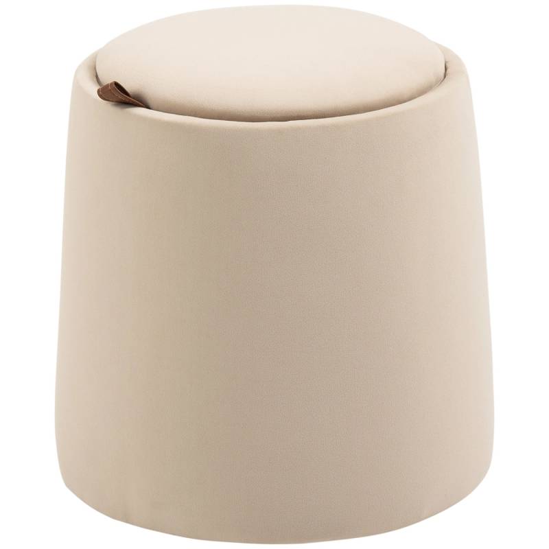 HOMCOM 2-in-1 Ottomane Sitzhocker Rund Inklusive Stauraum Beige Ø44 cm x 47,5cm von HOMCOM
