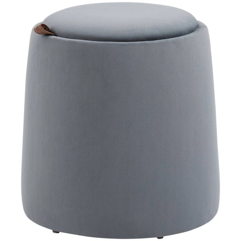 HOMCOM 2-in-1 Ottomane Sitzhocker Rund mit Stauraum Grau Ø44 cm x 47,5 cm von HOMCOM