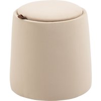 HOMCOM Ottomane Sitzhocker Hocker mit Stauraum Polsterhocker Fußbank 2-in-1 Rund Deckel abnehmbar in Samtoptik Beistelltisch Beige Ø44 cmx47,5 cm von HOMCOM