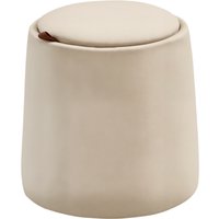 HOMCOM Ottomane runder Sitzhocker mit Stauraum in Beige Samtoptik abnehmbarer Deckel Ø44cm x 47,5cm als Beistelltisch   Aosom.de von HOMCOM