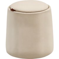 HOMCOM Ottomane  Runder Sitzhocker mit Stauraum in Samtoptik, Beige, abnehmbarer Deckel, Ø44cmx47,5cm, als Beistelltisch  Aosom.de von HOMCOM