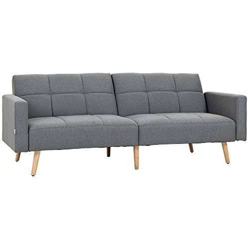 HOMCOM 2 in 1 Schlafsofa 205 x 88 cm Sofa mit Bettfunktion, Couch mit Sitzkissen, Leinenoptik, Verstellbarer Rückenlehne für Wohnzimmer, Schlafzimmer, Grau HOMCOM 2 in 1 Schlafsofa 205 x 88 cm Sofa mit Bettfunktion, Couch mit Sitzkissen, Leinenoptik, Verstellbarer Rückenlehne für Wohnzimmer, Schlafzimmer, Grau von HOMCOM