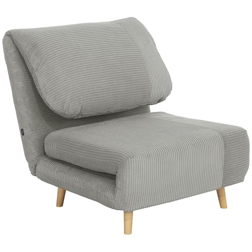 HOMCOM 2-in-1 Schlafsofa Schlafsessel Verstellbar Klappmatratze Gästebett im Cord-Optik, für Schlafzimmer, Wohnzimmer Grau 82 x 89 x 83 cm HOMCOM 2-in-1 Schlafsofa Schlafsessel Verstellbar Klappmatratze Gästebett im Cord-Optik, für Schlafzimmer, Wohnzimmer Grau 82 x 89 x 83 cm von HOMCOM