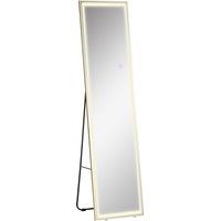 HOMCOM Wandspiegel mit LED  2 in 1 Standspiegel, Ganzkörperspiegel, Aluminiumrahmen, für Schlafzimmer, Beleuchtung, Silber+Gold  Aosom.de von HOMCOM