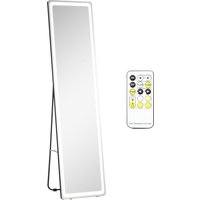 HOMCOM 2 in 1 Standspiegel mit LED-Beleuchtung, freistehend, Ganzkörperspiegel, Schminkspiegel Silber Schwarz, 40 x 37 x 156,5 cm   Aosom.de von HOMCOM