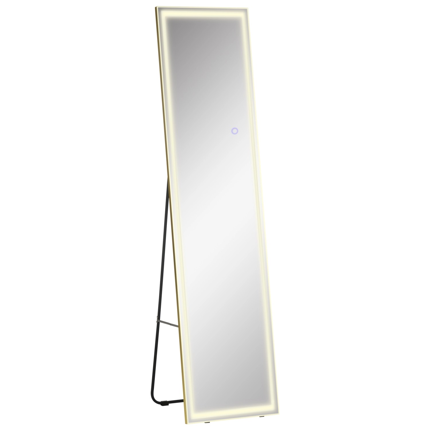HOMCOM 2 in 1 Standspiegel mit LED-Beleuchtung Silber Gold 40 x 37 x 156,5 cm von HOMCOM