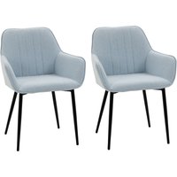 HOMCOM 2er Set Esszimmerstühle  Polsterstuhl mit atmungsaktivem Leinenbezug, Rückenlehne, Armlehne, Metallbeinen, Blau, 59,5x56,5x81cm  Aosom von HOMCOM
