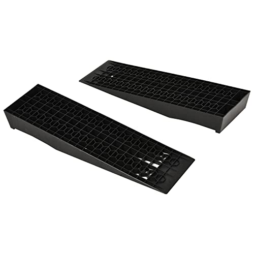 HOMCOM 2-teiliges Set Auffahrrampe Schwellenrampe Bordsteinrampe Gummirampen 3T PP Schwarz 70 x 19,5 x 7,8 cm von HOMCOM