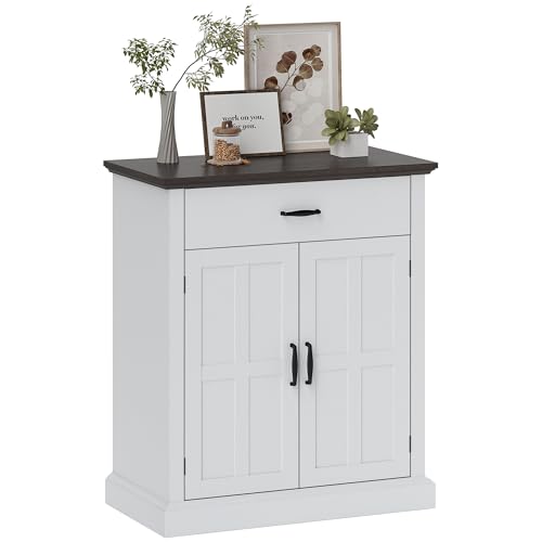 HOMCOM 2-türiges Sideboard Rustikales Wohnzimmer Sideboard mit 1 Schublade Verstellbares Regal für Esszimmer Eingangshalle Weiß 75,2x40x91,5 cm HOMCOM 2-türiges Sideboard Rustikales Wohnzimmer Sideboard mit 1 Schublade Verstellbares Regal für Esszimmer Eingangshalle Weiß 75,2x40x91,5 cm von HOMCOM