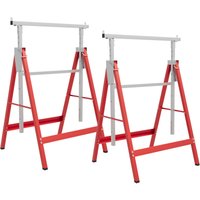 2 x Gerüstbock Unterstellbock Klappbock höhenverstellbar bis 200kg Stahl Rot 68 x 58 x 80-130 cm - Homcom von HOMCOM