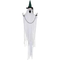 HOMCOM 204 cm Halloween Deko Hängender Geist Halloween Dekoration mit Geräuschaktivierung, leuchtenden Augen, Soundfunktion Weiß   Aosom von HOMCOM