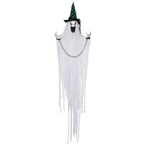 HOMCOM Halloween Deko Geist 204 cm Hängende Geister mit LED Lichtern Leuchtende Gruselige Windsack Hängende Dekorationen für Outdoor & Indoor Party Garten Terrasse Rasen von HOMCOM