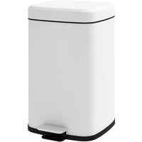 HOMCOM 20L Küchenmülleimer mit Pedal aus Edelstahl mit leisem Schließdeckel, kompakt, herausnehmbarer Innenbehälter, 28L x 35B x 45H cm, weiß   Aosom von HOMCOM