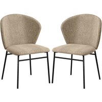 HOMCOM 2er-Pack Esszimmerstühle, Küchenstuhl, gepolsterter Sitz aus Leinenoptik-Stoff, stabile Stahlbeine, modernes Design, helles Braun   Aosom von HOMCOM